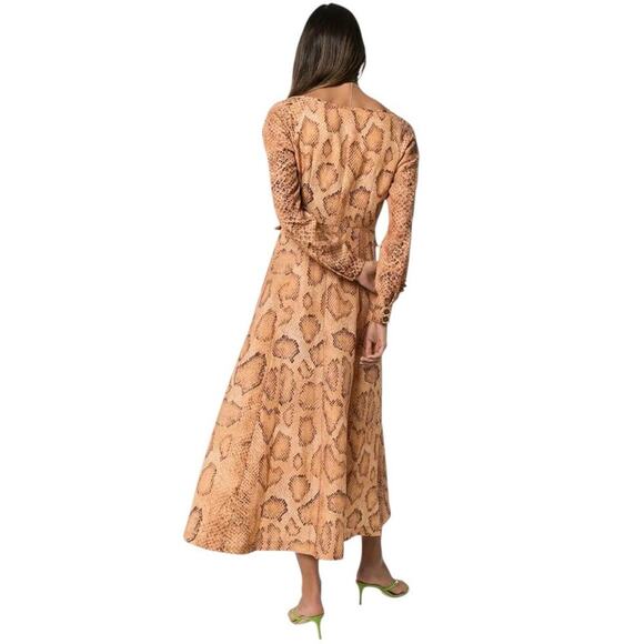 Mara Hoffman Silvana Snake Print Midi Dress In Sand Multi Size 2 Shirtdress - Picture 10 of 16